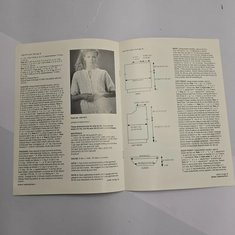 Bernat Cottons Sports Weight Knitting Pattern Book No 671 Vintage 80s Fashions
